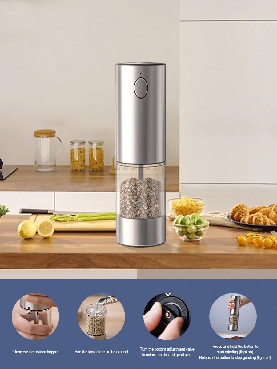 Kitchen Gadgets Gift Ideas - 2-Piece Electric Salt Pepper Grinder Set,