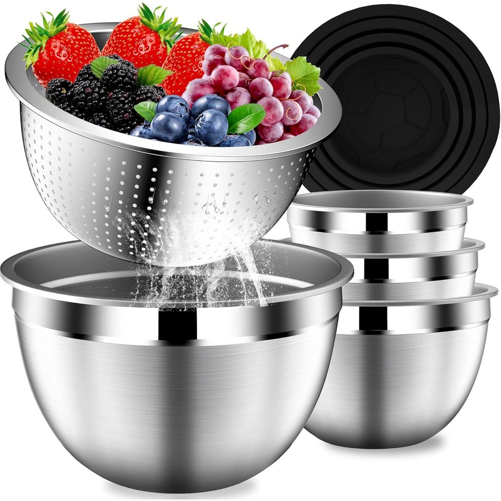 Mixing Bowls with Lids Set, St - Stainless Steel Strainer review and price