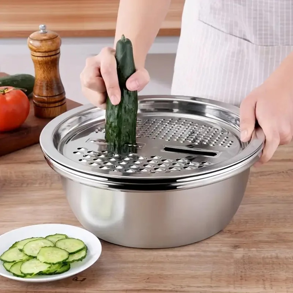 3Pcs Stainless Steel Colander  - Household Kitchen Gadgets Vegetable Cutter Silk Cutter review and price