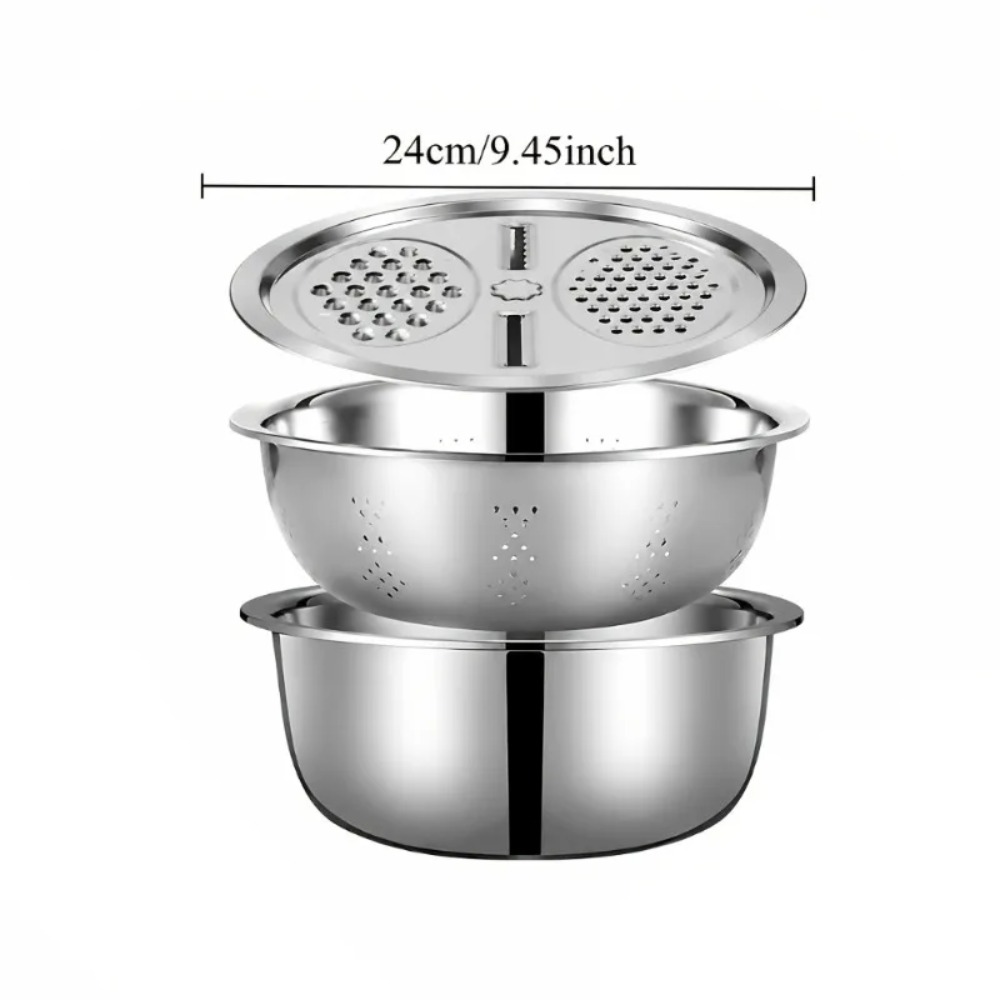 3Pcs Stainless Steel Colander  - Household Kitchen Gadgets Vegetable Cutter Silk Cutter review and price